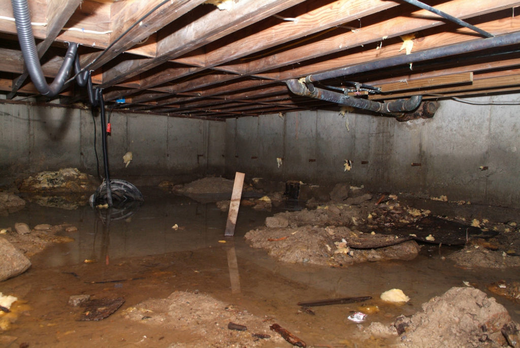 Pooling water in crawl space